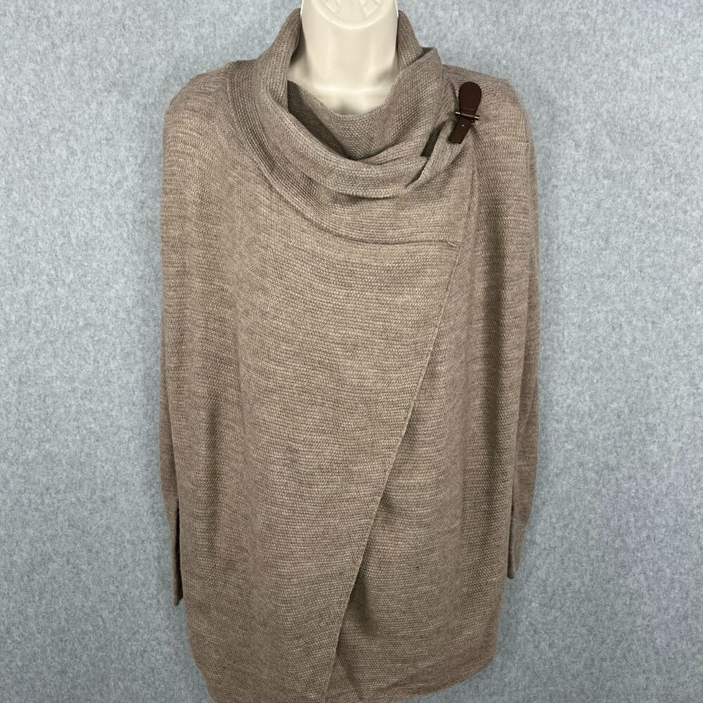 Tahari Extra Fine Merino Wool Blend Cape Wrap Cardigan Sweater Lagenlook Small